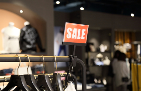 sale sign on cloth storeの写真素材