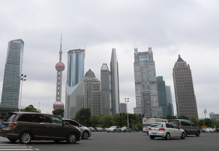 Lujiazui Financial District in Shanghaiのeditorial素材