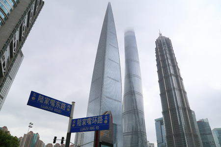 Lujiazui Financial District in Shanghaiのeditorial素材