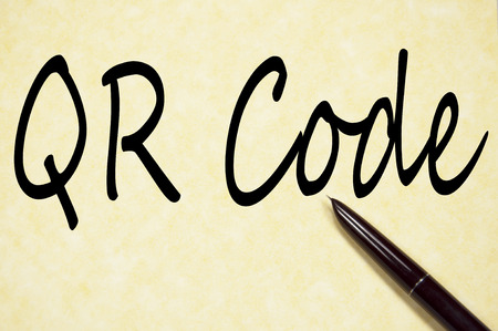 QR code text write on paperの写真素材
