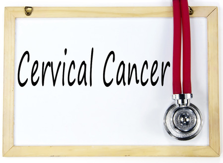 Cervical cancer text on white boardの写真素材
