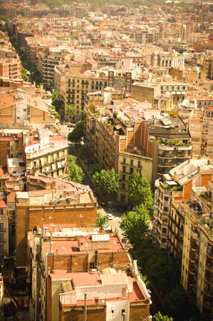 Barcelona street view from above. Sunny dayの写真素材