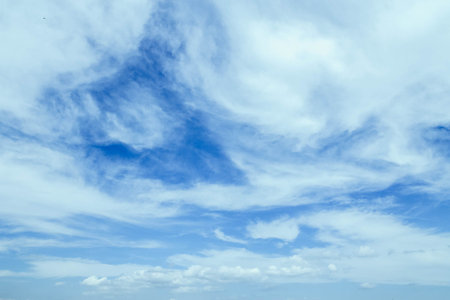 Beautiful bright blue sky with clouds. picturesque colorful