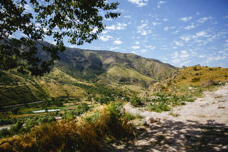 Beautiful view of green alpine meadows. Georgia, Europe. Caucasus mountains landscape. Beauty world. Travel conceptの写真素材