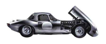 Illustration of an isolated Jaguar E-Type. High qualityのeditorial素材