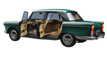 Illustration of an isolated Peugeot 404. High quality illustrationのeditorial素材