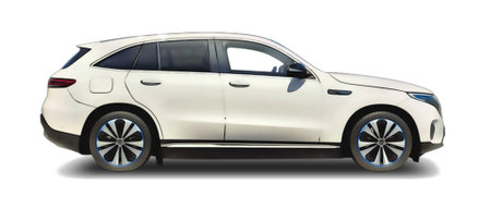Illustration of an isolated Mercedes-Benz EQC. High quality illustrationのeditorial素材