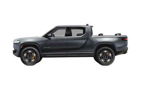 Illustration of an isolated Rivian R1. High quality illustrationのeditorial素材