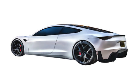 Illustration of an isolated tesla roadster. High quality illustrationのeditorial素材
