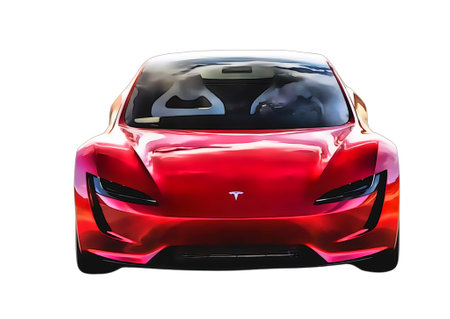 Illustration of an isolated tesla roadster. High quality illustrationのeditorial素材