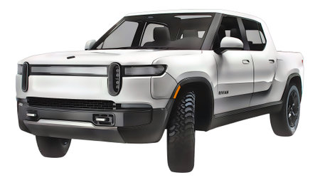 Illustration of an isolated Rivian R1. High quality illustrationのeditorial素材