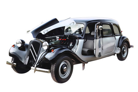 Illustration of an isolated Citroen traction. High quality illustrationのeditorial素材