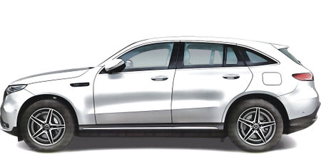 Illustration of an isolated Mercedes-Benz EQC. High quality illustrationのeditorial素材