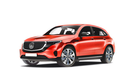 Illustration of an isolated Mercedes-Benz EQC. High quality illustrationのeditorial素材