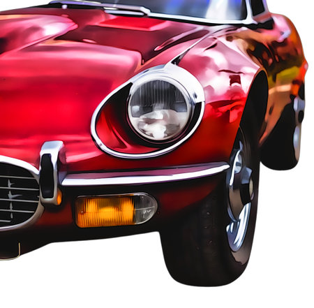 Illustration of an isolated Jaguar E-Type. High qualityのeditorial素材