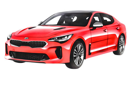 Illustration of an isolated kia stinger. High quality illustrationのeditorial素材