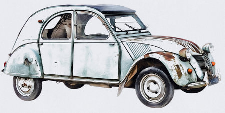 Illustration of an isolated Citroen 2 Cv. High quality illustrationのeditorial素材