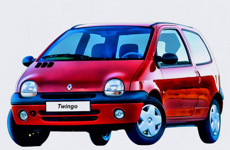 Illustration of an isolated Renault Twingo. High quality illustrationのeditorial素材