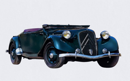 Illustration of an isolated Citroen traction. High quality illustrationのeditorial素材