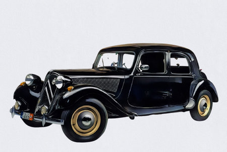 Illustration of an isolated Citroen Traction. High quality illustrationのeditorial素材