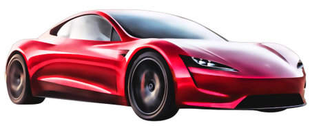 Illustration of an isolated tesla roadster. High quality illustrationのeditorial素材