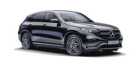 Illustration of an isolated Mercedes-Benz EQC. High quality illustrationのeditorial素材