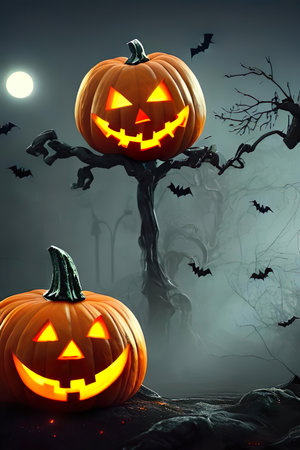 Illustration of an Halloween pumpkin . High quality photoの写真素材