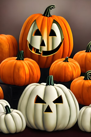 Illustration of an orange Halloween Pumpkin . High quality illustrationの写真素材