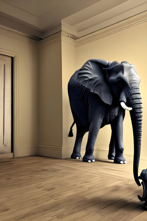 Illustration of an elephant in the room. High quality illustrationの写真素材