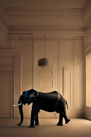 Illustration of an elephant in the room. High quality illustrationの写真素材