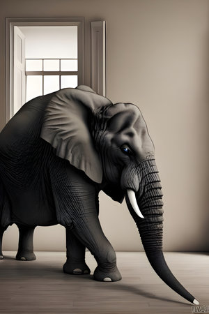 Illustration of an elephant in the room. High quality illustrationの写真素材