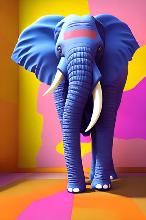Illustration of an elephant in the room. High quality illustrationの写真素材