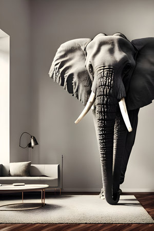 Illustration of an elephant in the room. High quality illustrationの写真素材