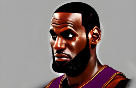 Illustrated portrait of Lebron James. High quality Illustrationの写真素材