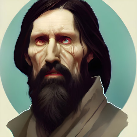Portrait of Rasputin, Russian sorcerer. High quality illustrationの写真素材