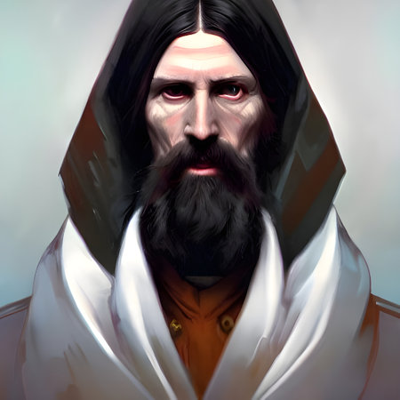 Portrait of Rasputin, Russian sorcerer. High quality illustrationの写真素材