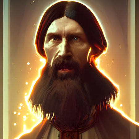 Portrait of Rasputin, Russian sorcerer. High quality illustrationの写真素材