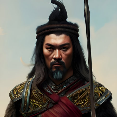 Illustrated portrait of Attila the Hun. High quality illustrationの写真素材