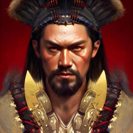 Illustrated portrait of Attila the Hun. High quality illustrationの写真素材