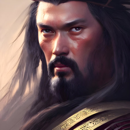 Illustrated portrait of Attila the Hun. High quality illustrationの写真素材