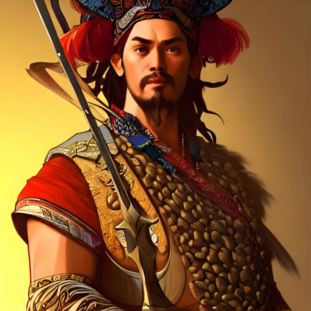 Illustrated portrait of Attila the Hun. High quality illustrationの写真素材