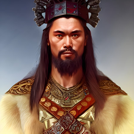Illustrated portrait of Attila the Hun. High quality illustrationの写真素材