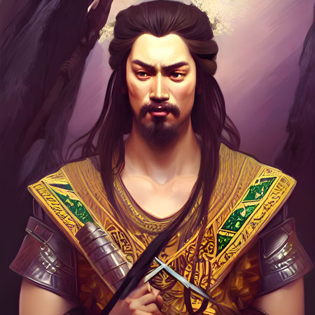 Illustrated portrait of Attila the Hun. High quality illustrationの写真素材