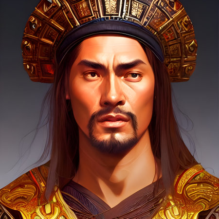 Illustrated portrait of Attila the Hun. High quality illustrationの写真素材