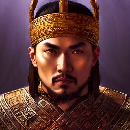 Illustrated portrait of Attila the Hun. High quality illustrationの写真素材
