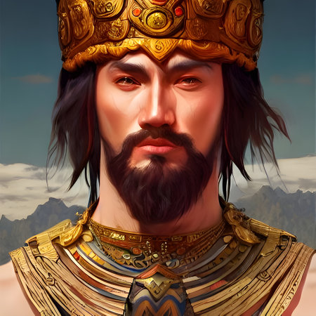 Illustrated portrait of Attila the Hun. High quality illustrationの写真素材