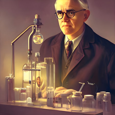 Illustrated portrait of Alexander Fleming, discoverer of the penicillin . High quality illustrationのeditorial素材