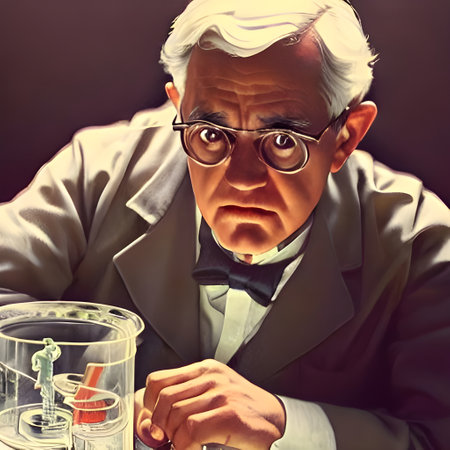 Illustrated portrait of Alexander Fleming, discoverer of the penicillin . High quality illustrationのeditorial素材