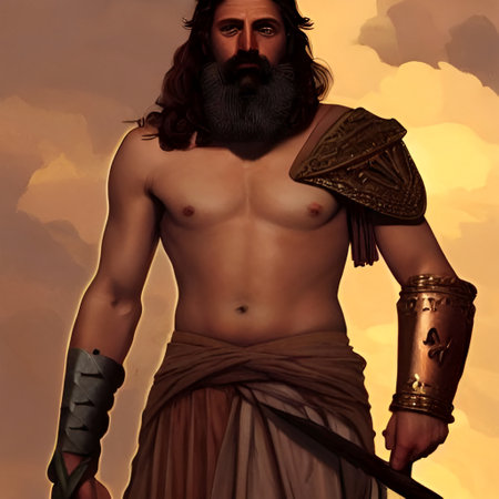 Athens, Greece, 01.11.2022: illustrated portrait of king Leonidas of Sparta. High quality illustrationのeditorial素材