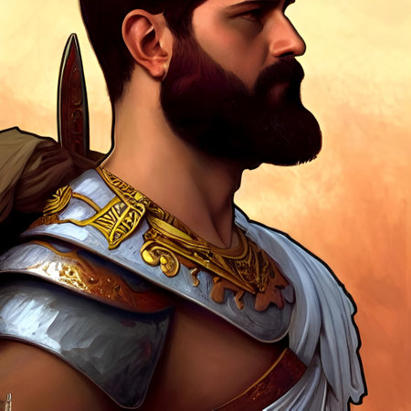 Athens, Greece, 01.11.2022: illustrated portrait of king Leonidas of Sparta. High quality illustrationのeditorial素材